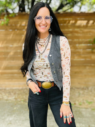 Desert Dreams Sheer Mesh Top-Long Sleeves-Howdy Hanny-Motis & Co Boutique, Women's Fashion Boutique in Carthage, Missouri