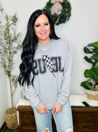 Jesus Checkered Lightning Bolt Graphic Sweatshirt-Pullovers-Motis & CO-Motis & Co Boutique, Women's Fashion Boutique in Carthage, Missouri