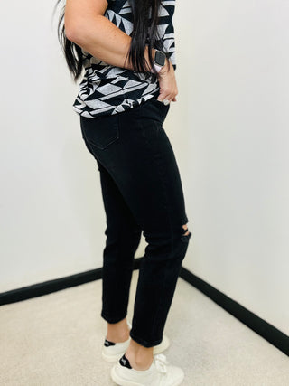 Rance Black Cropped Destressed Jean-Jeans-Zenana-Motis & Co Boutique, Women's Fashion Boutique in Carthage, Missouri