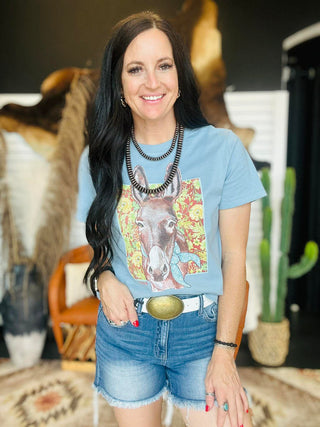 XOXO Bandana Donkey Western Boxy Tee-Graphic Tees-XOXO ART & Co-Motis & Co Boutique, Women's Fashion Boutique in Carthage, Missouri