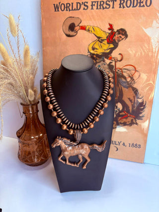 Scamper Copper Horse Necklace-Necklaces-Western Elite-Motis & Co Boutique, Women's Fashion Boutique in Carthage, Missouri