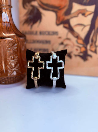 Hammered Cross Spring Bracelet-Bracelets-Motis & CO-Motis & Co Boutique, Women's Fashion Boutique in Carthage, Missouri