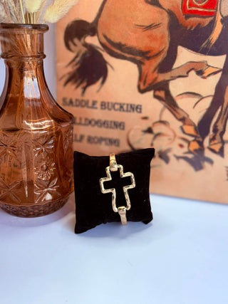 Hammered Cross Spring Bracelet-Bracelets-Motis & CO-Motis & Co Boutique, Women's Fashion Boutique in Carthage, Missouri