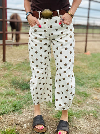 Hank Polka Dot Barrel Pants-Oatmeal-Pants-ee: some-Motis & Co Boutique, Women's Fashion Boutique in Carthage, Missouri
