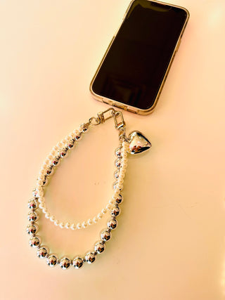 Silver and Pearl Wrist Phone Strap-Phone Accessories-Motis & CO-Motis & Co Boutique, Women's Fashion Boutique in Carthage, Missouri