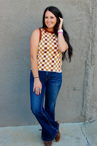 Keeping Score Checkered Tank-Tanks-Ave-Motis & Co Boutique, Women's Fashion Boutique in Carthage, Missouri