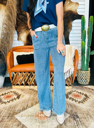 Will Washed Chambray Wide Leg Pants