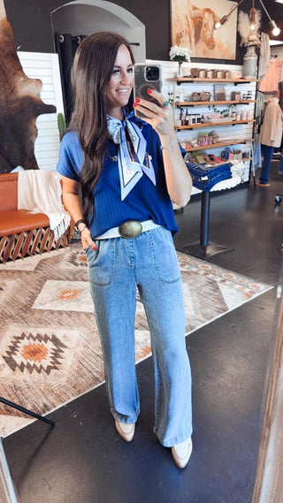 Will Washed Chambray Wide Leg Pants
