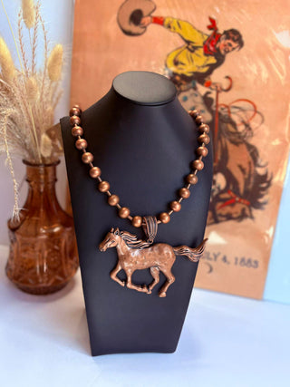 Scamper Copper Horse Necklace-Necklaces-Western Elite-Motis & Co Boutique, Women's Fashion Boutique in Carthage, Missouri