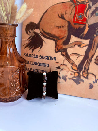 Oakie Copper Mix Bead Stretch Bracelet-Bracelets-Western Elite-Motis & Co Boutique, Women's Fashion Boutique in Carthage, Missouri