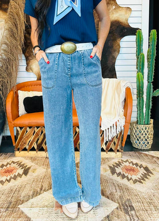 Will Washed Chambray Wide Leg Pants