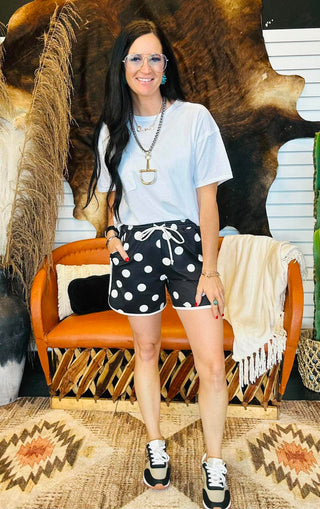 Posie Polka Dot Run Shorts-Shorts-sterling kreek-Motis & Co Boutique, Women's Fashion Boutique in Carthage, Missouri