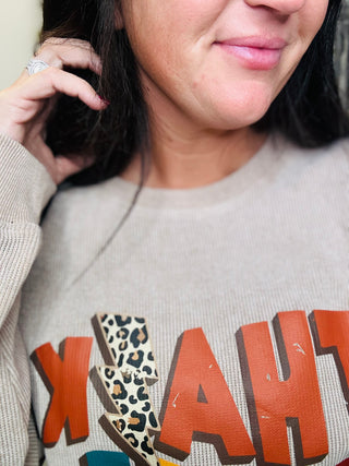 Thankful Leopard Graphic Ribbed Top-Pullovers-MOTIS-Motis & Co Boutique, Women's Fashion Boutique in Carthage, Missouri