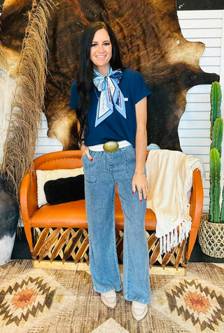 Will Washed Chambray Wide Leg Pants