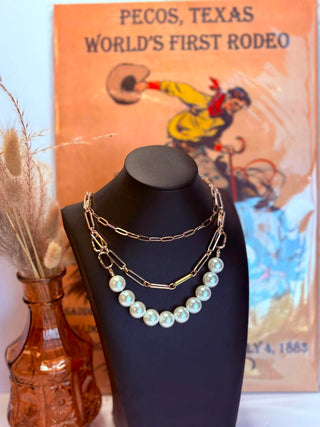 Seaside Gold and Pearl Layer Necklace