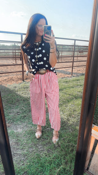 Jace Red Striped Wide Leg Pants-Pants-Urban Daizy-Motis & Co Boutique, Women's Fashion Boutique in Carthage, Missouri