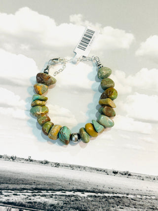 Turquoise Nugget Bracelet with Sterling Silver Pearls