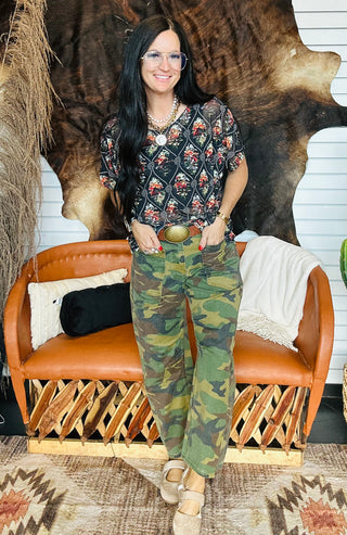 Grace Oversize Western Mesh Top-Short Sleeves-Lucky & Blessed-Motis & Co Boutique, Women's Fashion Boutique in Carthage, Missouri