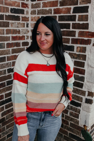 Kelly Multi Color Striped Sweater-Sweaters-MOTIS-Motis & Co Boutique, Women's Fashion Boutique in Carthage, Missouri