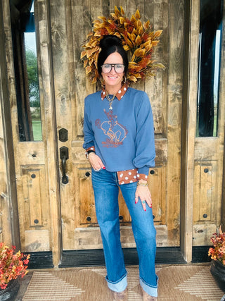 Hold Your Horses Mock Neck Sweatshirt