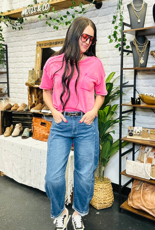 Keep It Simple Pocket Tee Pink-Short Sleeves-Very J-Motis & Co Boutique, Women's Fashion Boutique in Carthage, Missouri