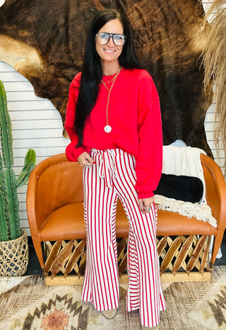 Kaylee Drop Shoulder Oversized Sweatshirt Red-Pullovers-HYFVE-Motis & Co Boutique, Women's Fashion Boutique in Carthage, Missouri