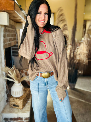 Hats Off Cowboy Hat Sweater-Sweaters-2 Fly-Motis & Co Boutique, Women's Fashion Boutique in Carthage, Missouri