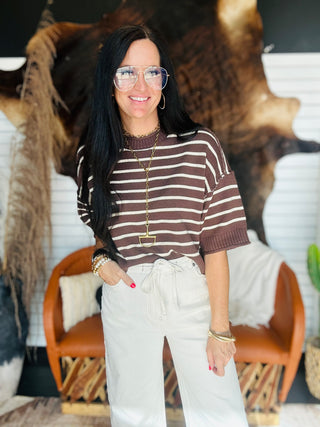 Ava Drop Shoulder Short Sleeve Sweater-Short Sleeves-blu pepper-Motis & Co Boutique, Women's Fashion Boutique in Carthage, Missouri