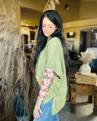 Poncho Style Top in Avocado - The Briar-Long Sleeves-Dear Scarlett-Motis & Co Boutique, Women's Fashion Boutique in Carthage, Missouri