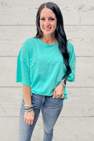 Ivy Oversized Zenana Boyfriend Tee Mint-Short Sleeves-Zenana-Motis & Co Boutique, Women's Fashion Boutique in Carthage, Missouri