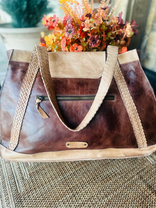 Proper Teak Oats Leather Handbag by Bed Stu