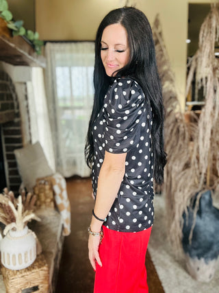 Dot Darling Short Sleeve Top-Short Sleeves-sterling kreek-Motis & Co Boutique, Women's Fashion Boutique in Carthage, Missouri