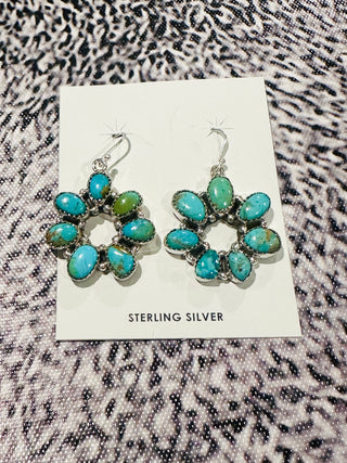 Hada Authentic Turquoise Dangle Cluster Earrings-Earrings-Motis & CO-Motis & Co Boutique, Women's Fashion Boutique in Carthage, Missouri