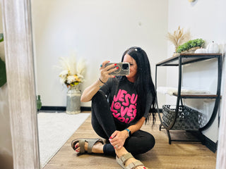 Jesus Love You Short Sleeve Tee-Graphic Tees-Poppy & Pine-Motis & Co Boutique, Women's Fashion Boutique in Carthage, Missouri