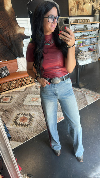 Leather Feelz Burgundy Basic Top