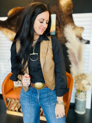 Whiskey Creek Faux Leather Vest-Vests-2 Fly-Motis & Co Boutique, Women's Fashion Boutique in Carthage, Missouri