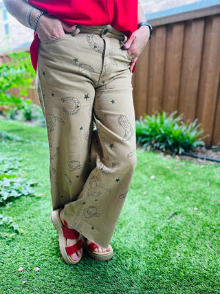 Marshall Western Print Twill Stretch Pants-Pants-EASEL-Motis & Co Boutique, Women's Fashion Boutique in Carthage, Missouri