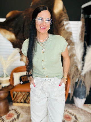 Isla Button Front Sweater Top-Short Sleeves-blu pepper-Motis & Co Boutique, Women's Fashion Boutique in Carthage, Missouri