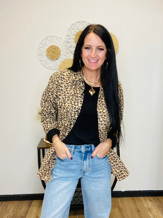 Leopard Long Sleeve Flannel Shirt - Rory-Long Sleeves-NV Wholesale-Motis & Co Boutique, Women's Fashion Boutique in Carthage, Missouri