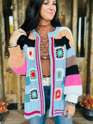 Cira Crochet Patchwork Cardigan