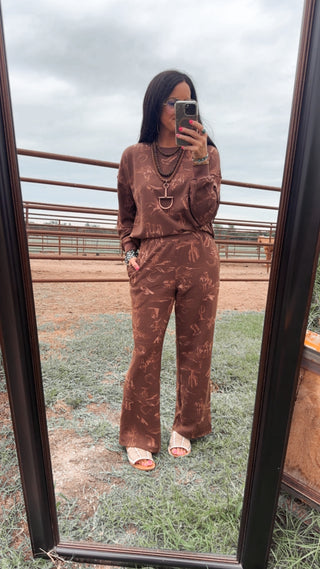 Madelyn Western Long Sleeve in Brown-Pullovers-blu pepper-Motis & Co Boutique, Women's Fashion Boutique in Carthage, Missouri
