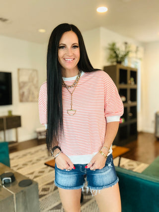 Jacy Striped Banded Top-Short Sleeves-Zenana-Motis & Co Boutique, Women's Fashion Boutique in Carthage, Missouri