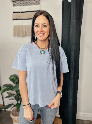 Keep It Simple Pocket Tee Blue-Short Sleeves-Very J-Motis & Co Boutique, Women's Fashion Boutique in Carthage, Missouri