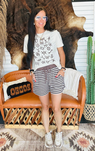 XOXO Brown Brands Boxy Graphic Tee-Graphic Tees-XOXO ART & Co-Motis & Co Boutique, Women's Fashion Boutique in Carthage, Missouri