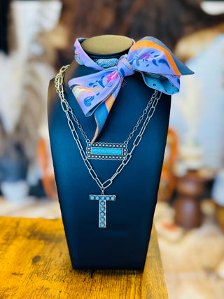 Vian Faux Turquoise Bar Necklace-Necklaces-Western Elite-Motis & Co Boutique, Women's Fashion Boutique in Carthage, Missouri