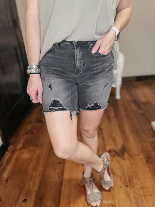 Noah High Rise Black Distressed Short-Shorts-Risen-Motis & Co Boutique, Women's Fashion Boutique in Carthage, Missouri