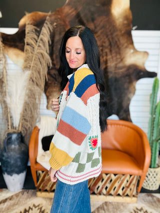 Cira Crochet Patchwork Cardigan-Cardigans-POL-Motis & Co Boutique, Women's Fashion Boutique in Carthage, Missouri