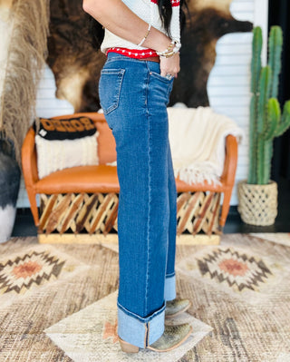Brady Pin Tucked Cuffed Risen Jeans-Jeans-Risen-Motis & Co Boutique, Women's Fashion Boutique in Carthage, Missouri