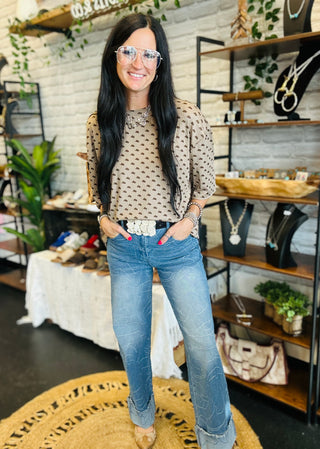 Dally Denim Threads Boot Print Jeans-Jeans-2 Fly-Motis & Co Boutique, Women's Fashion Boutique in Carthage, Missouri