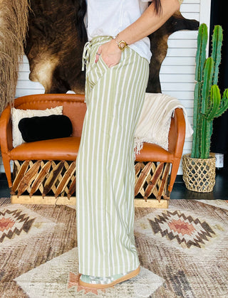 Griffin Green Striped Wide Leg Pants-Pants-blu pepper-Motis & Co Boutique, Women's Fashion Boutique in Carthage, Missouri